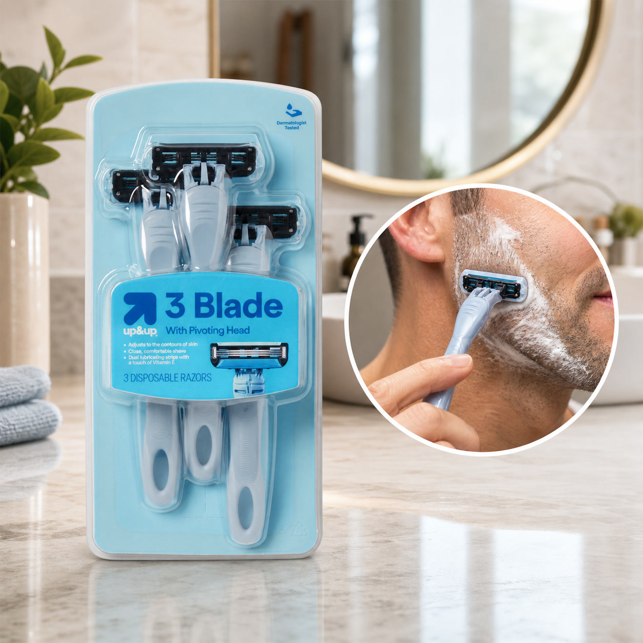 Men'S Grooming Facial - メンズ3枚刃使い捨て顔用カミソリ 3個入り 敏感肌用、スムーズなシェービング、グルーミング、日常旅行用