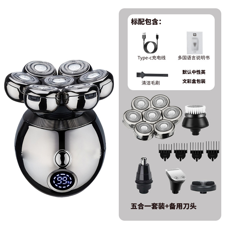 Men'S Grooming Razor Kit - 多機能5-in-1電気シェーバー（男性用）、充電式USB防水精密シェービングカミソリグルーミングキット（交換用ヘッド付き）