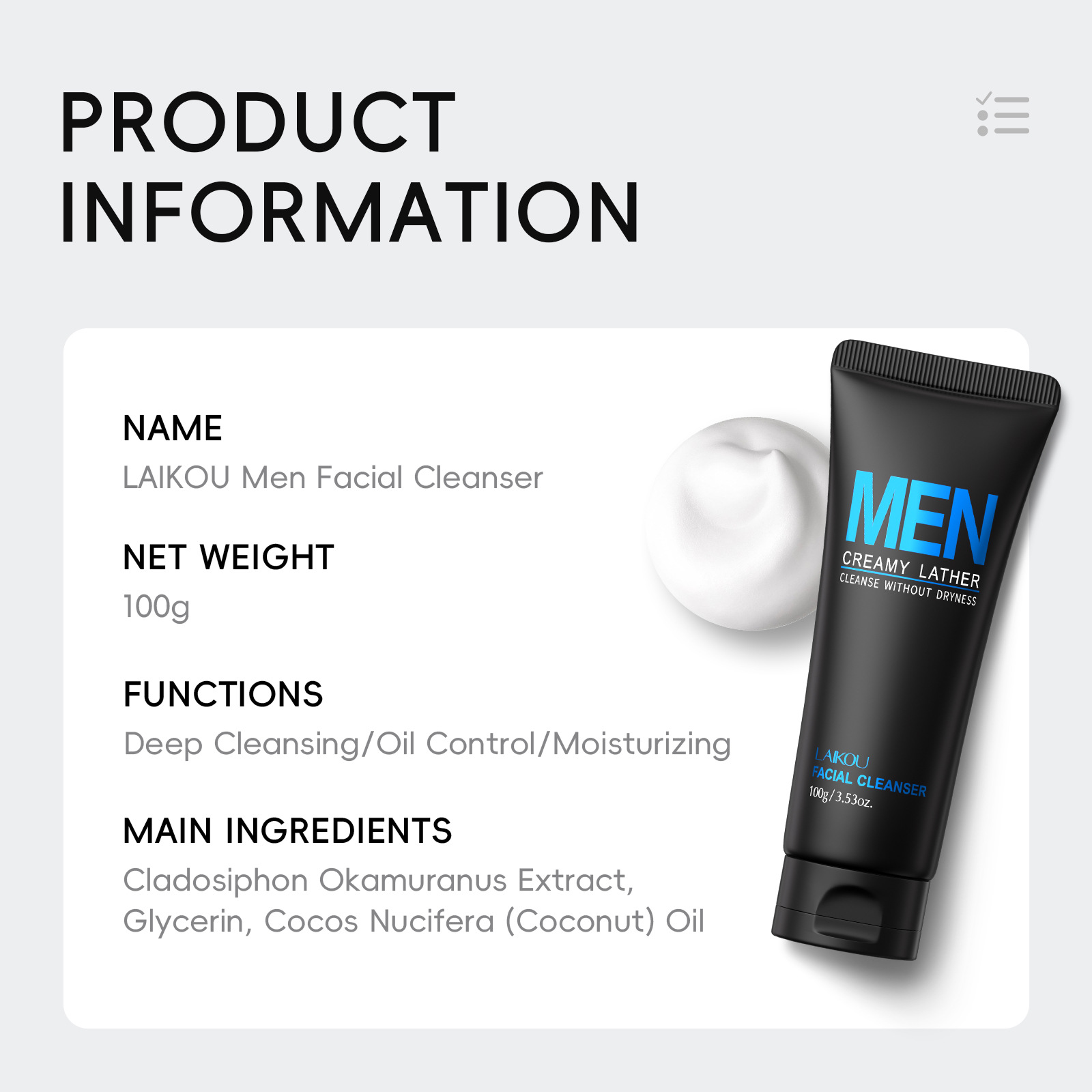 LAIKOU メンズ洗顔料 100g 毛穴の奥まで洗浄する男 - Men'S Grooming Facial のレビューと価格