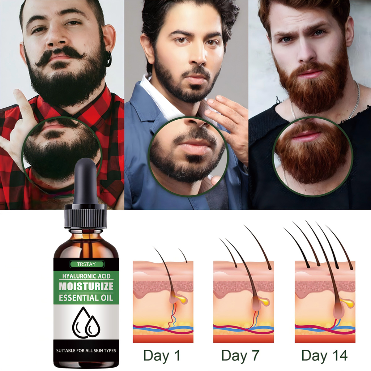 100% 天然加速顔の毛の成長ひげエッセンシャルオイル髪とひ - Men'S Grooming Facial のレビューと価格