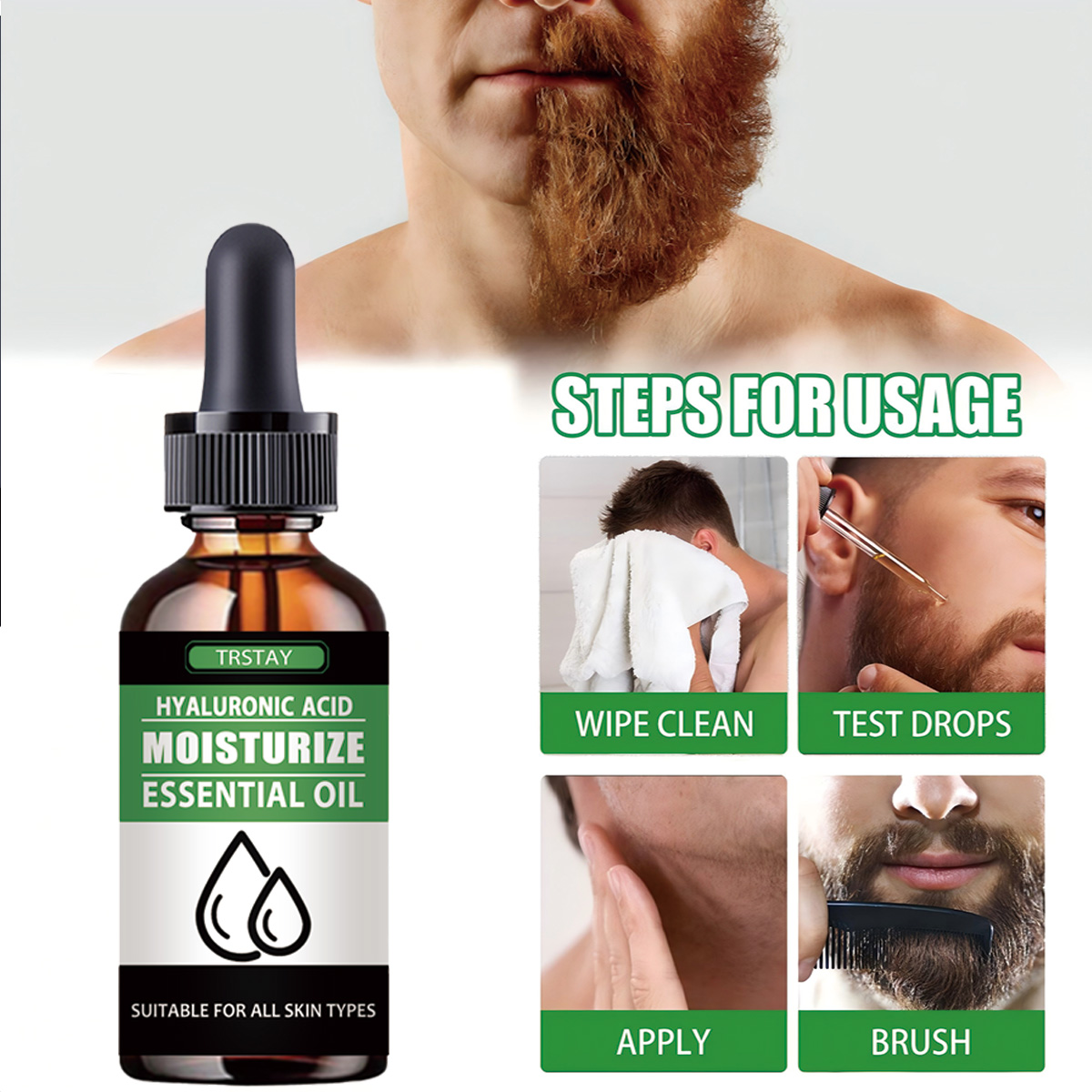 100% 天然加速顔の毛の成長ひげエッセンシャルオイル髪とひ - Men'S Grooming Facial のレビューと価格
