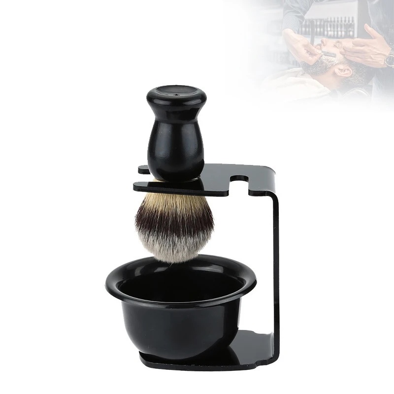 シェービングブラシとアクリルスタンド付きボウル ブラック メ - Men'S Grooming Facial のレビューと価格