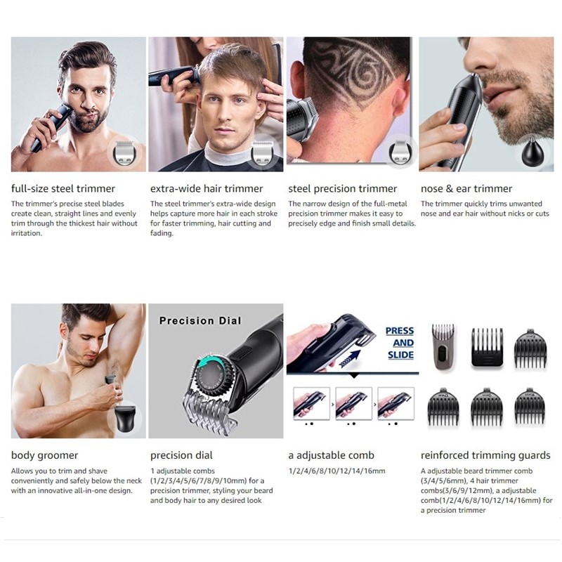 男性用電動バリカン,あごひげグルーミングキット,顔,鼻,耳, - Quality Men'S Grooming Kit のレビューと価格