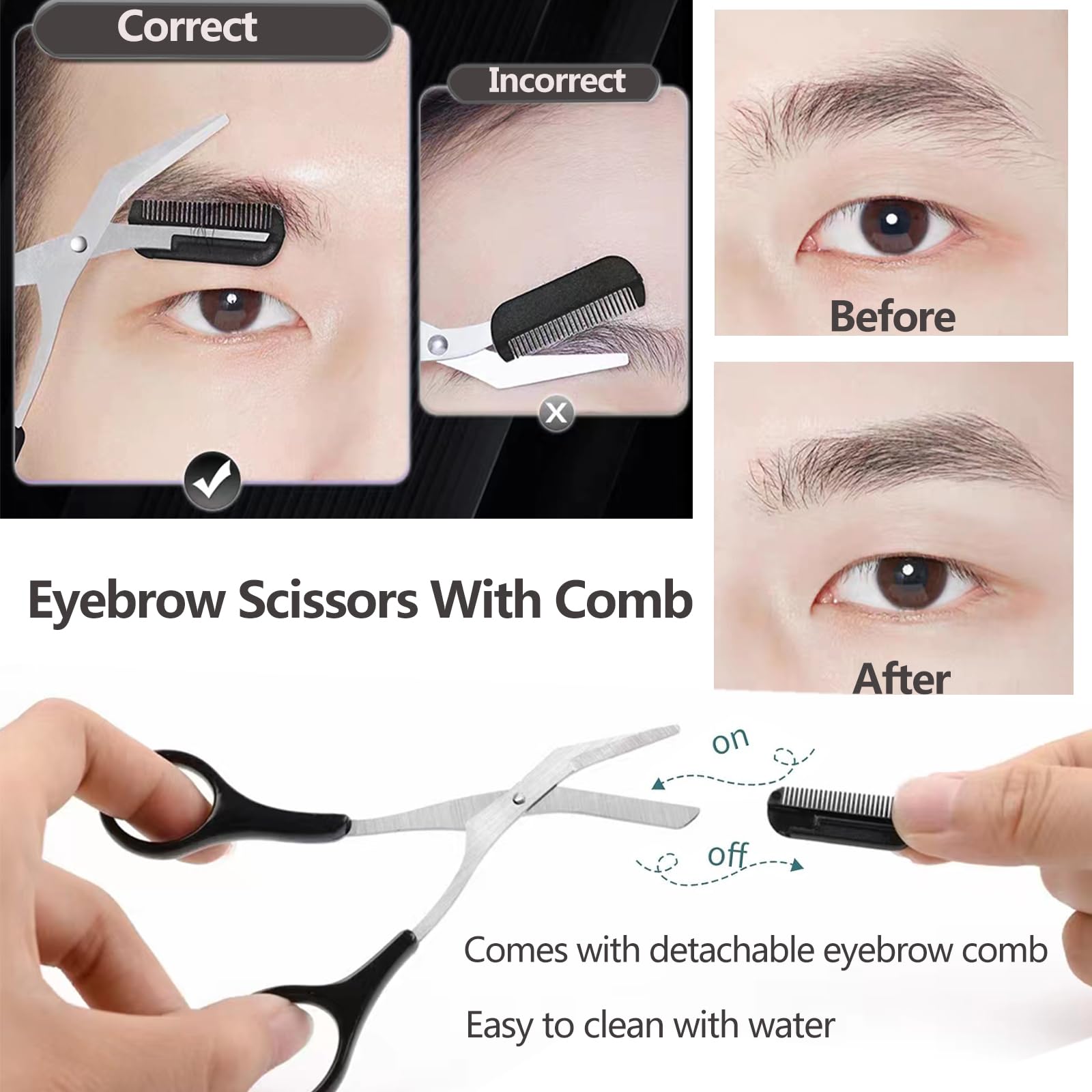 コーム付き眉毛はさみ 顔の毛用小型グルーミングはさみ 男性用 - Men'S Grooming Facial のレビューと価格