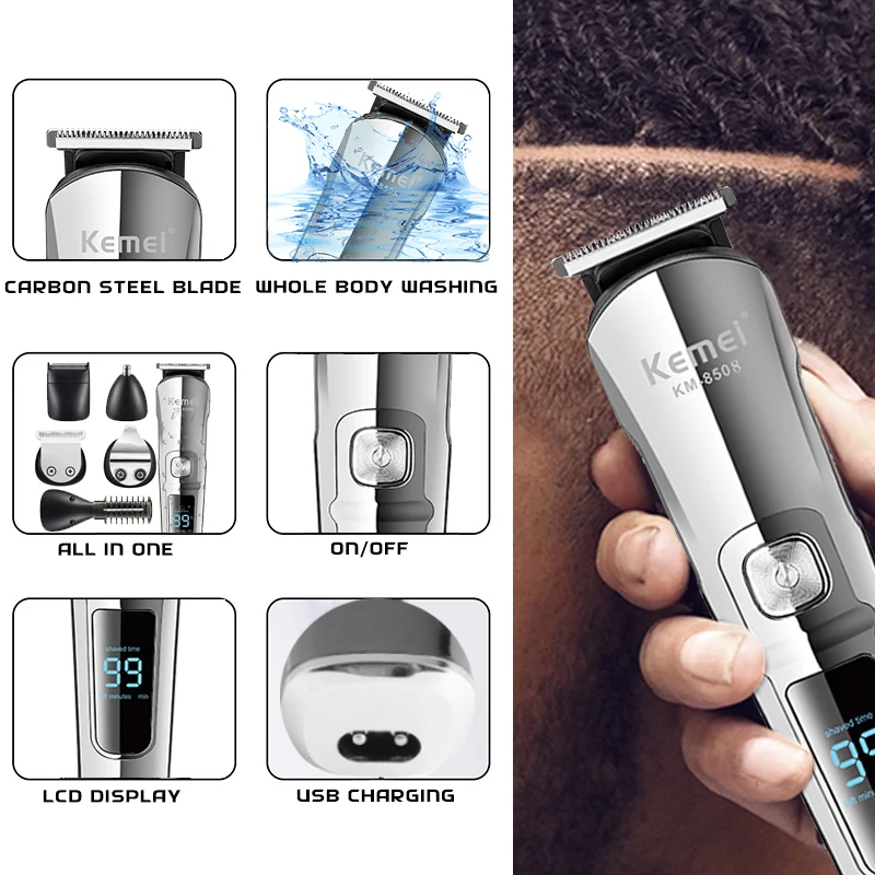 Kemei プロフェッショナル多機能ひげトリマー防水 6 で - Men'S Grooming Razor Kit のレビューと価格